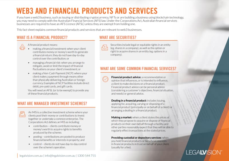 Web3 and Financial Products and Services | LegalVision